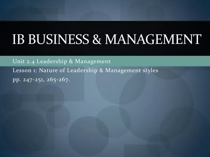 ib business management