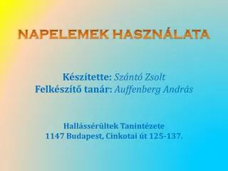 napelemek haszn lata