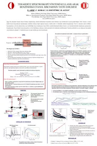 TERAHERTZ SPEKTROSKOPİ YÖNTEMİ KULLANILARAK BENZİNDEKİ ETANOL MİKTARININ TAYİN EDİLMESİ