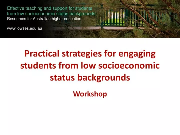 practical strategies for engaging students from low socioeconomic status backgrounds