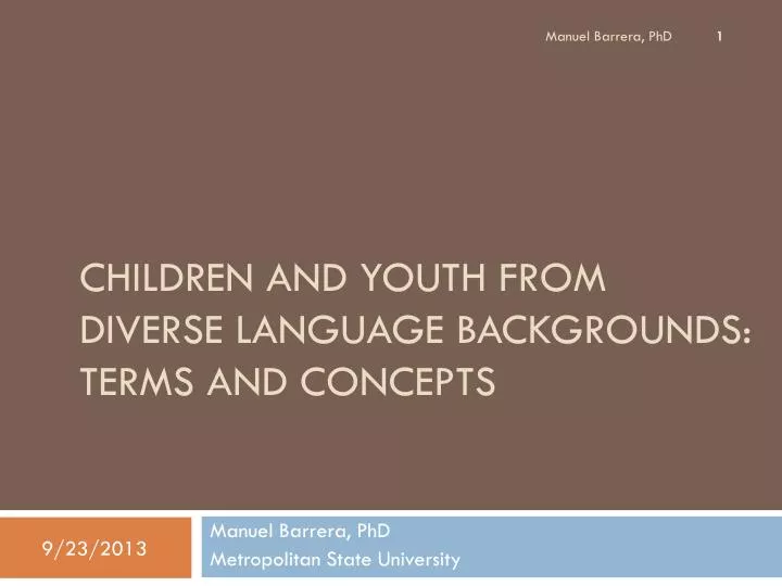 children and youth from diverse language backgrounds terms and concepts