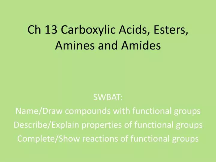 ch 13 carboxylic acids esters amines and amides