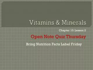 Vitamins &amp; Minerals