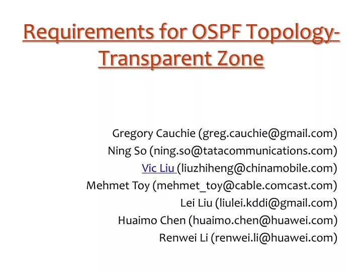requirements for ospf topology transparent zone