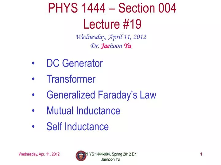 phys 1444 section 004 lecture 19