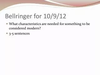 Bellringer for 10/9/12