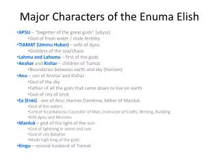 Major Characters of the Enuma Elish