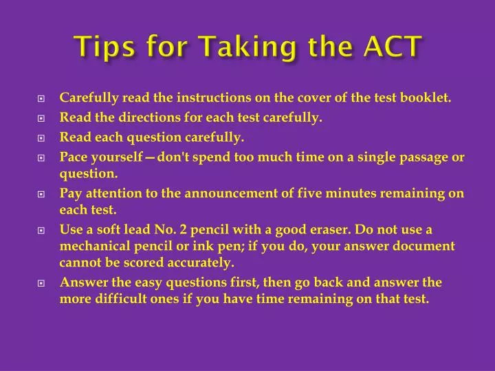 tips for taking the act