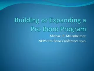 Building or Expanding a Pro Bono Program
