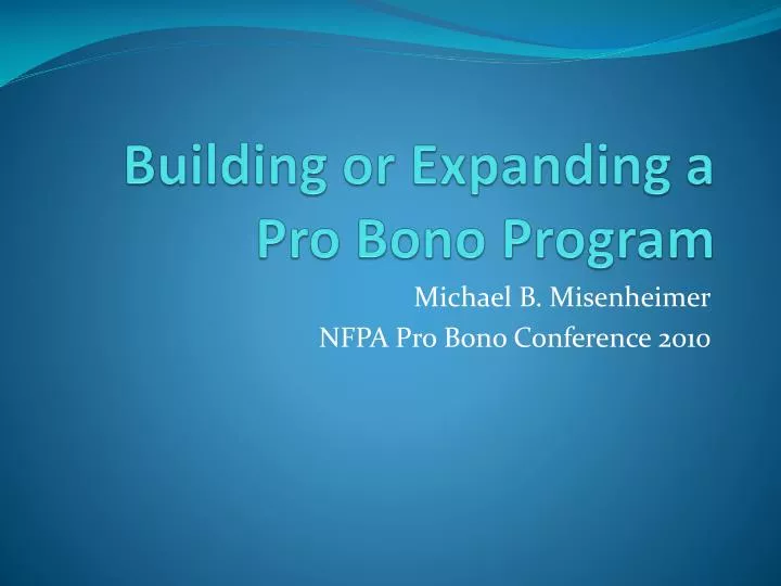 building or expanding a pro bono program
