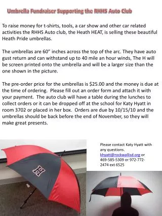 Umbrella Fundraiser Supporting the RHHS Auto Club