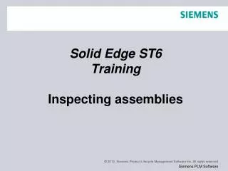 Solid Edge ST6 Training Inspecting assemblies