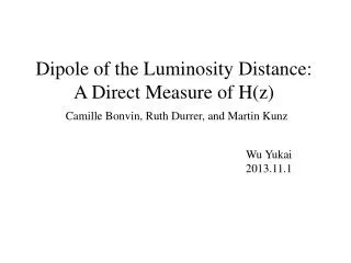 Dipole of the Luminosity Distance: A Direct Measure of H(z )