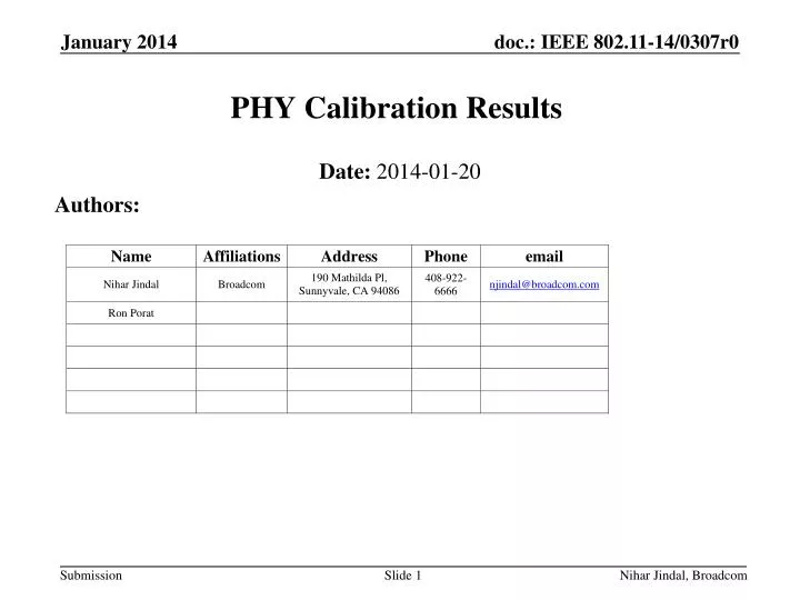 phy calibration results