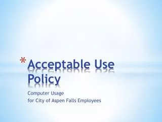 Acceptable Use Policy