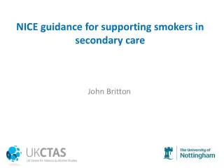 NICE guidance for supporting smokers in secondary care