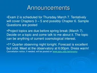 Announcements