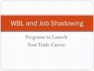 WBL and Job Shadowing