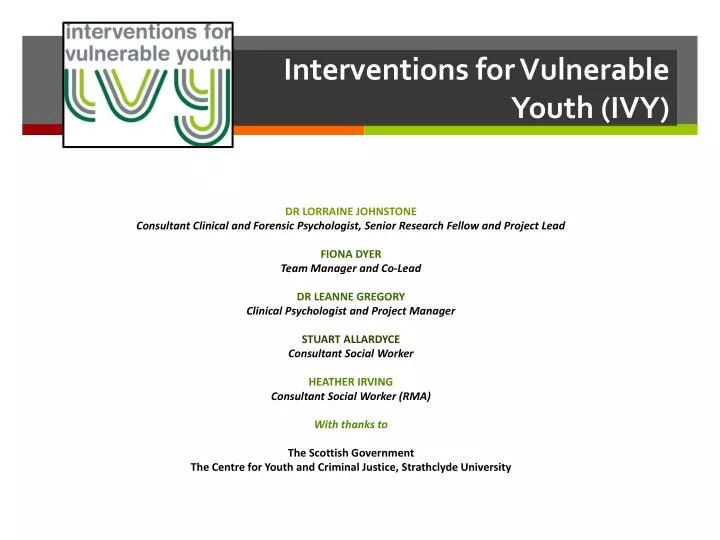 interventions for vulnerable youth ivy