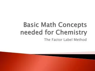 Basic Math Concepts needed for Chemistry