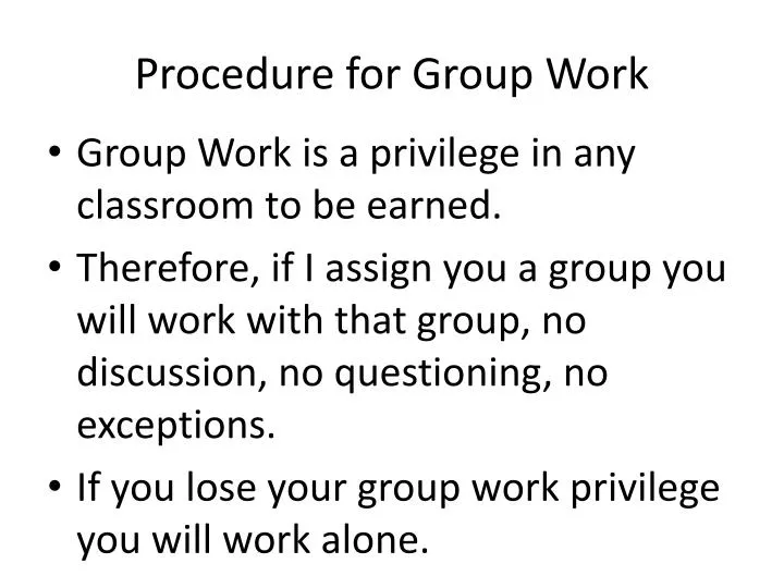procedure for group work