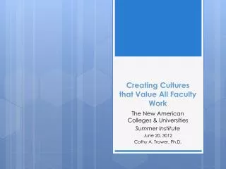 Creating Cultures that Value All Faculty Work