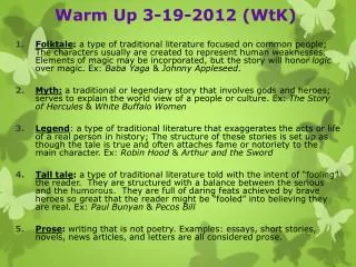 Warm Up 3-19-2012 (WtK)