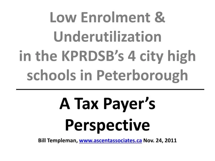 low enrolment underutilization in the kprdsb s 4 city high schools in peterborough