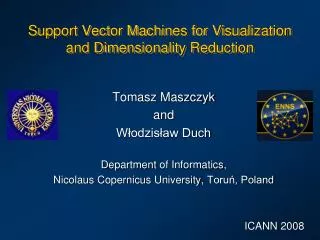 Support Vector Machines for Visualization and Dimensionality Reduction