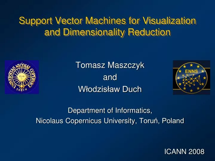 support vector machines for visualization and dimensionality reduction