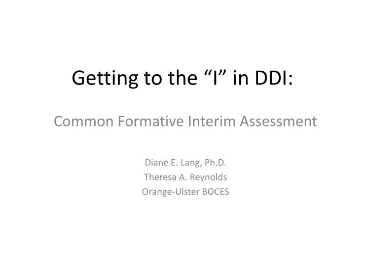 getting to the i in ddi