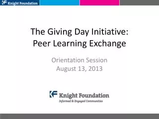 The Giving Day Initiative: Peer Learning Exchange