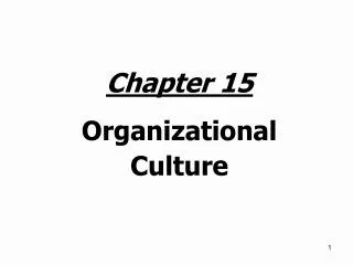 Chapter 15 Organizational Culture