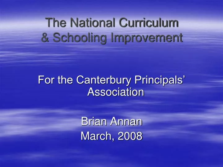 the national curriculum schooling improvement