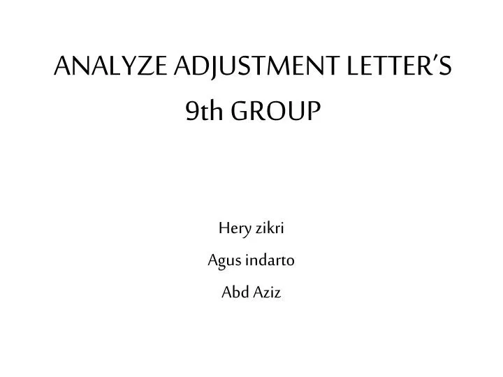 a nalyze adjustment letter s 9th group