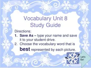 Vocabulary Unit 8 Study Guide