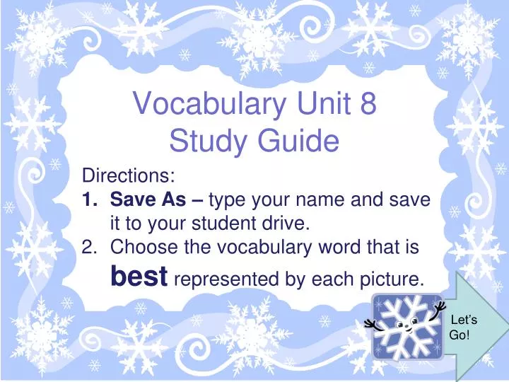 vocabulary unit 8 study guide