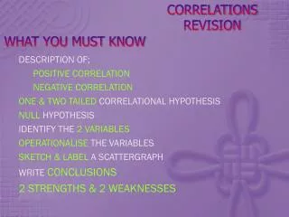 CORRELATIONS REVISION