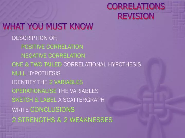 correlations revision