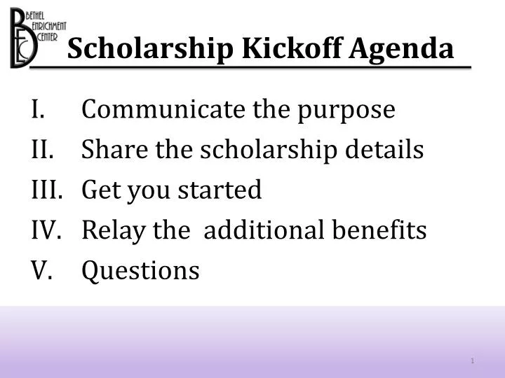 scholarship kickoff agenda