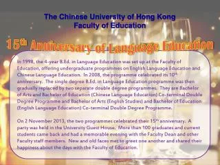 15 th Anniversary of Language Education