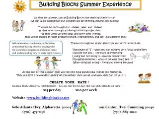 Building Blocks Summer Experience