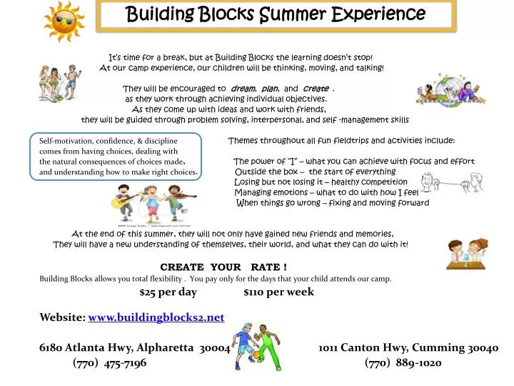 building blocks summer experience