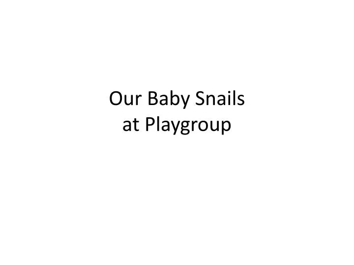 our baby snails at playgroup