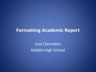 Formatting Academic Report
