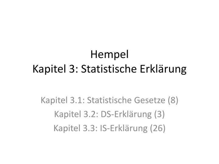 hempel kapitel 3 statistische erkl rung