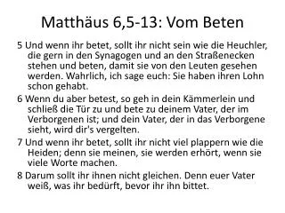 matth us 6 5 13 vom beten
