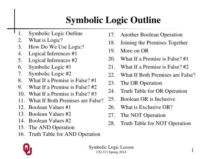 symbolic logic outline