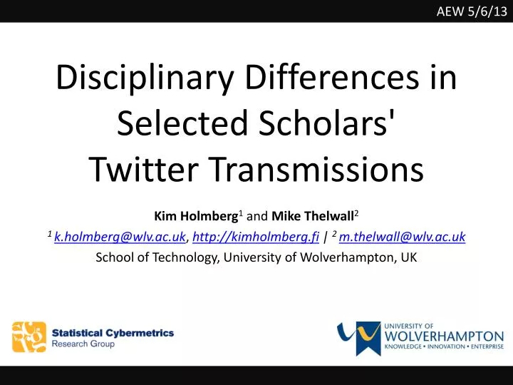 disciplinary differences in selected scholars twitter transmissions