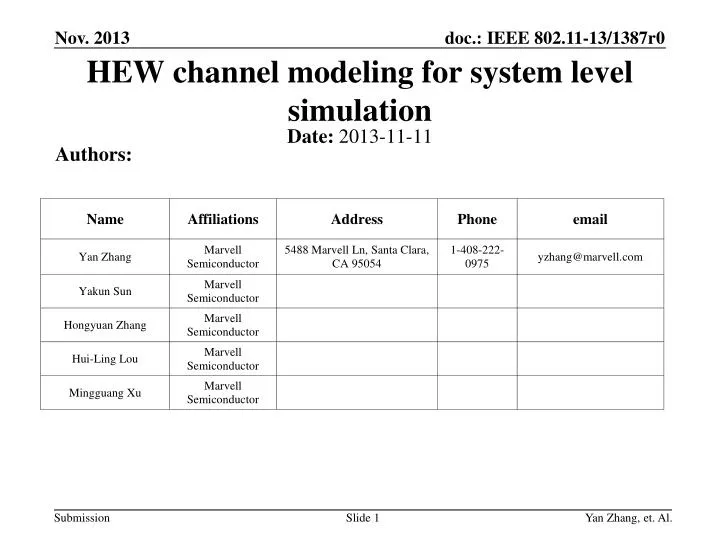 hew channel modeling for system level simulation